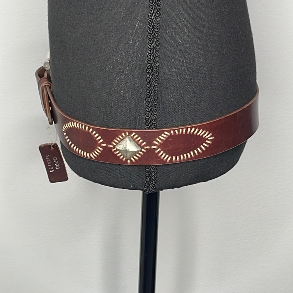 New Brown Italian Leather Belt With Silver Buckle